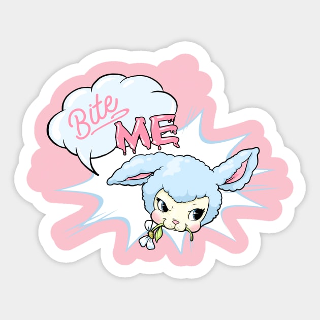 Bite Me Sticker by Littleguntank